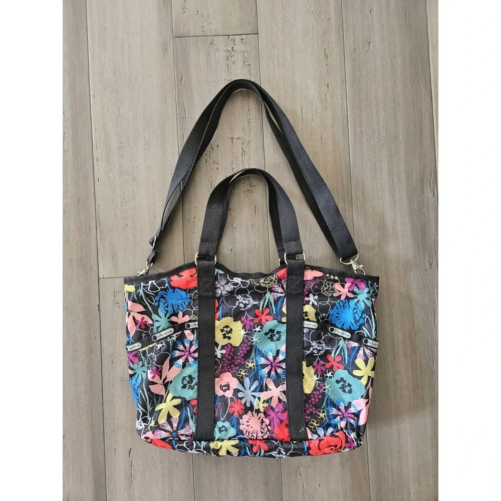 Le SportSac Crossbody Bag Black Floral Print - Picture 3 of 9